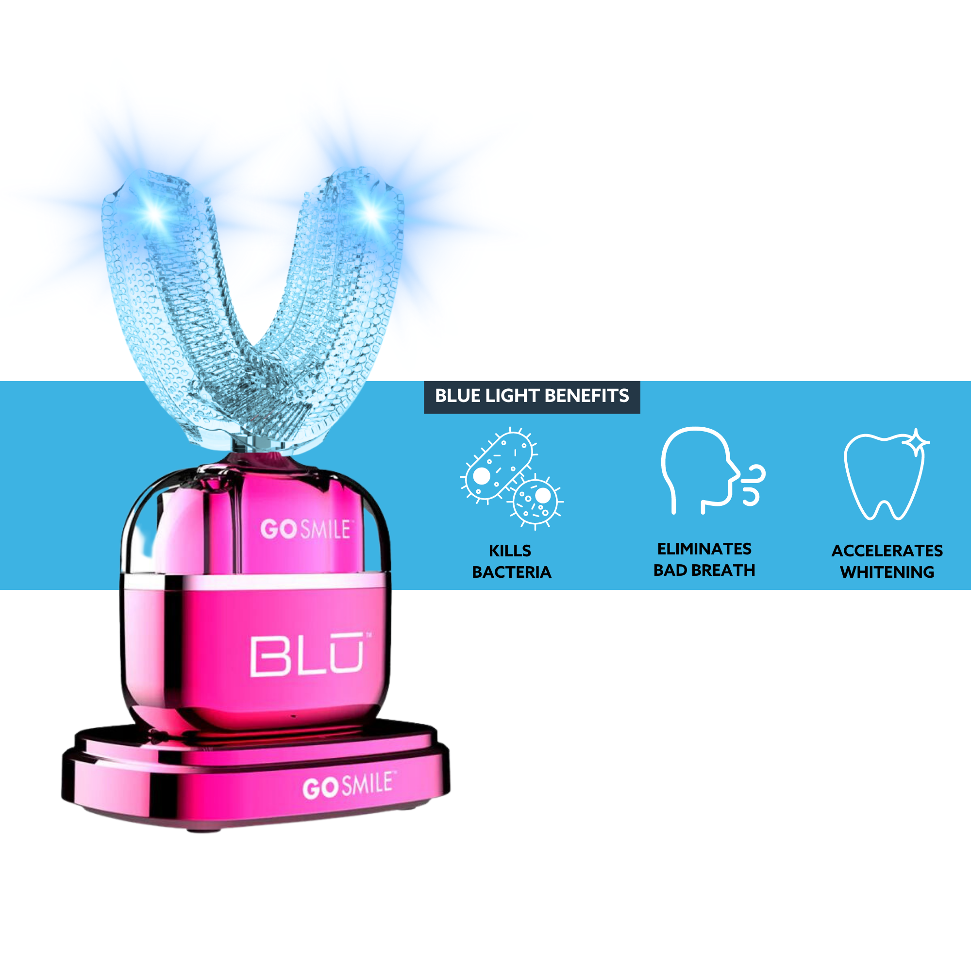 BLU Brushing & Whitening Device in Electric Pink