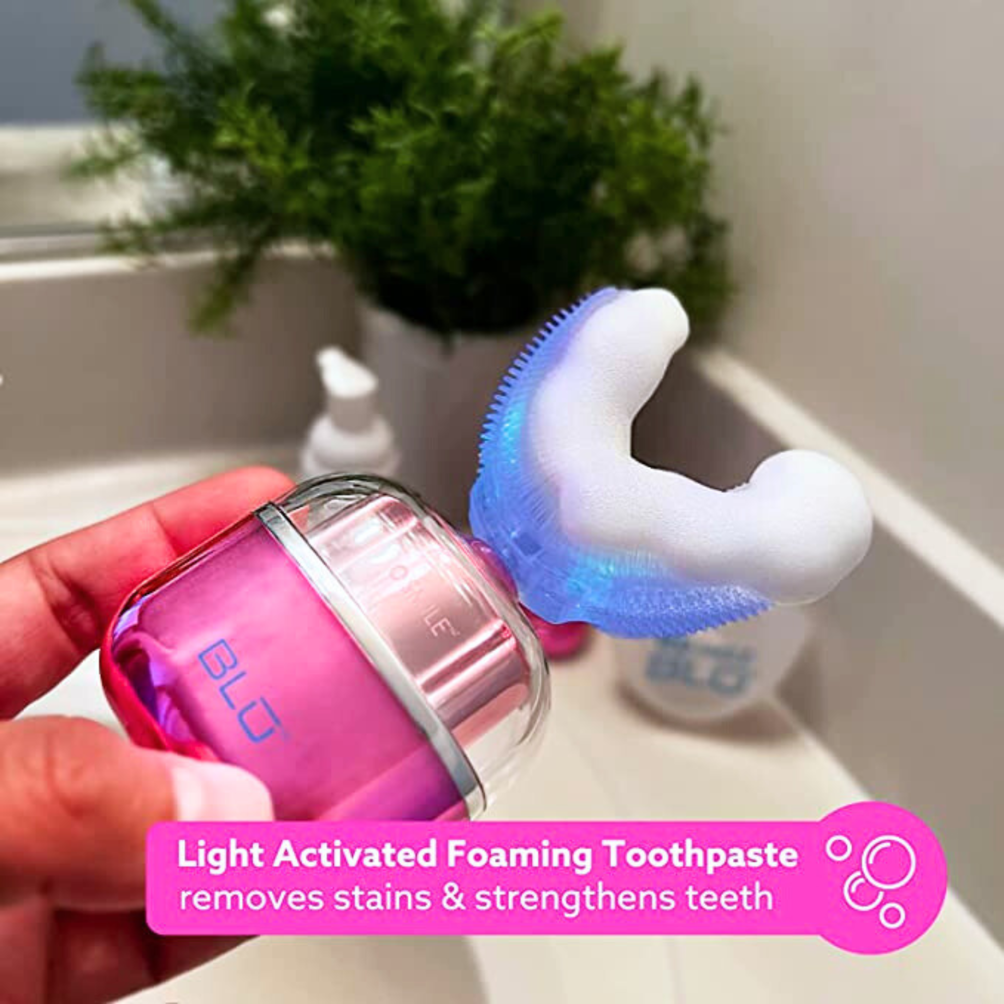 BLU Brushing & Whitening Device in Electric Pink