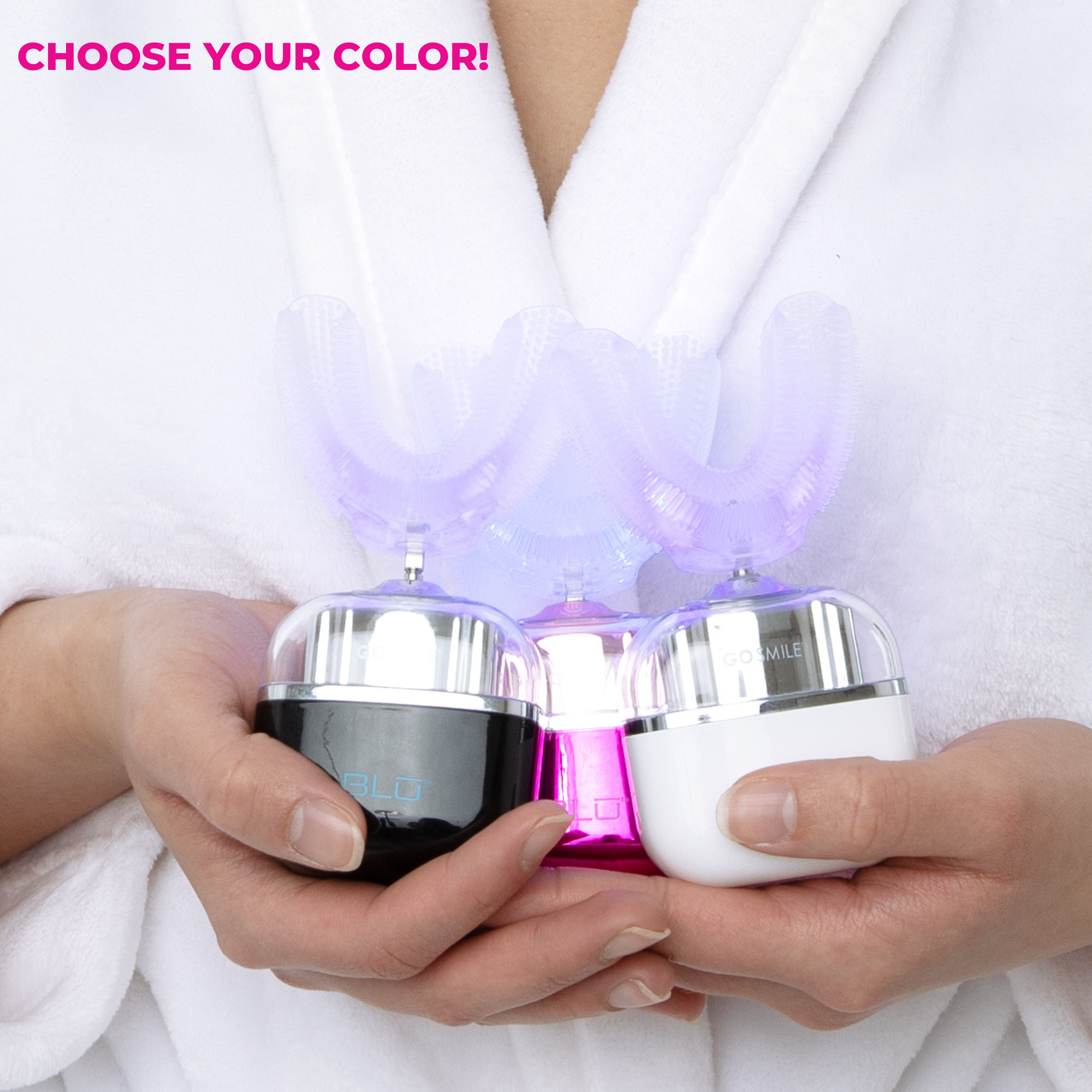 BLU Brushing & Whitening Device in Electric Pink