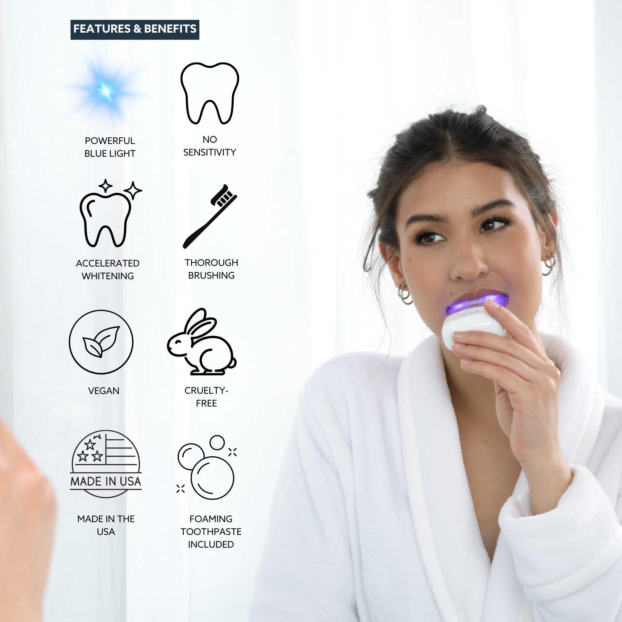 BLU Brushing & Whitening Device in White