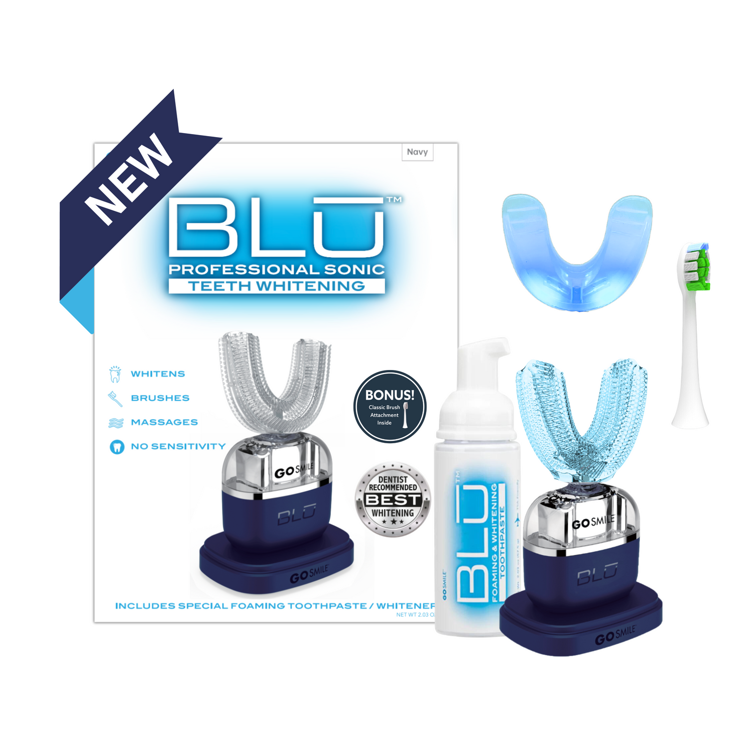 BLU Brushing &amp; Whitening Device in Navy Blue