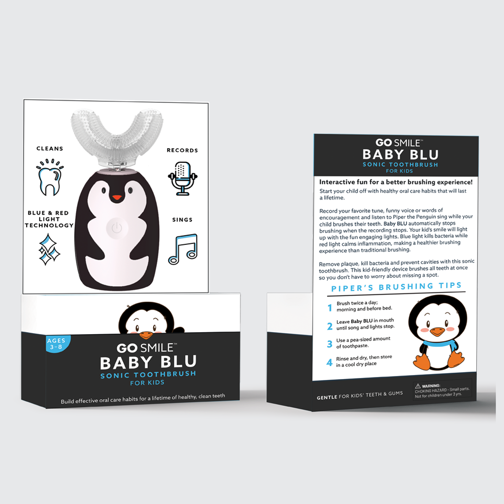 Baby BLU 360° Blue &amp; Red Light Toothbrush - Piper the Penguin